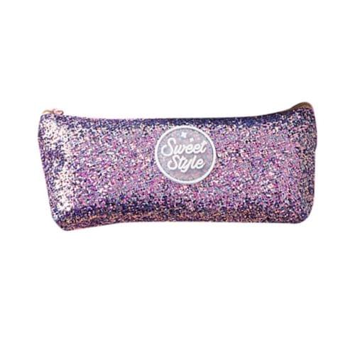 3 PCS Creative Sequins Large Capacity Student Stationery Pencil Case School Supplies Pencil Pen Holders(Purple)