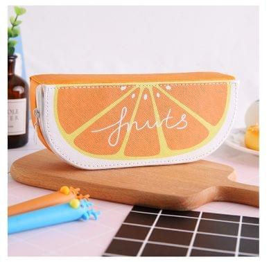 Kawaii Fruit PU leather Gift Estuches School Pencil Box Pencilcase Pencil Bag School Supplies Stationery(Orange S3-3)