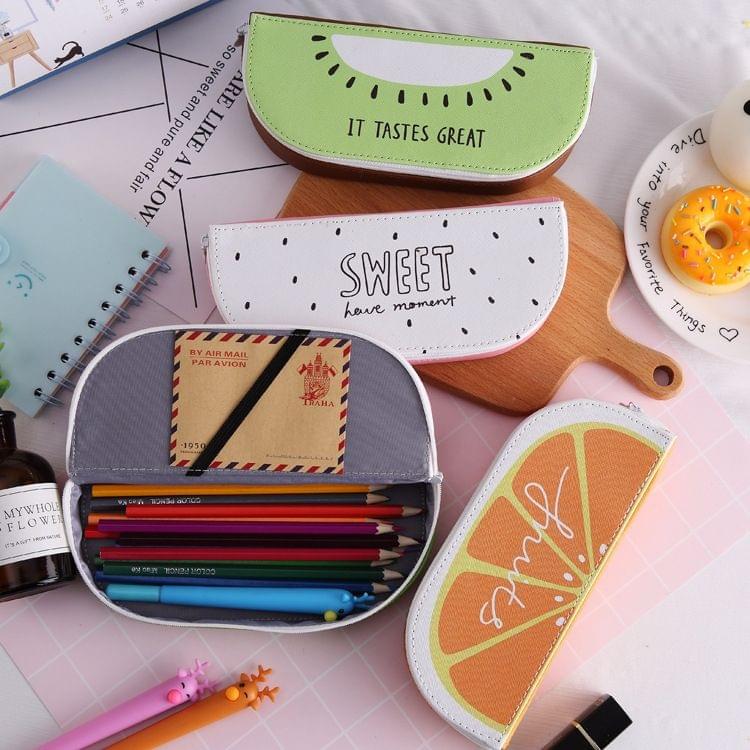 Kawaii Fruit PU leather Gift Estuches School Pencil Box Pencilcase Pencil Bag School Supplies Stationery(Orange S3-3)