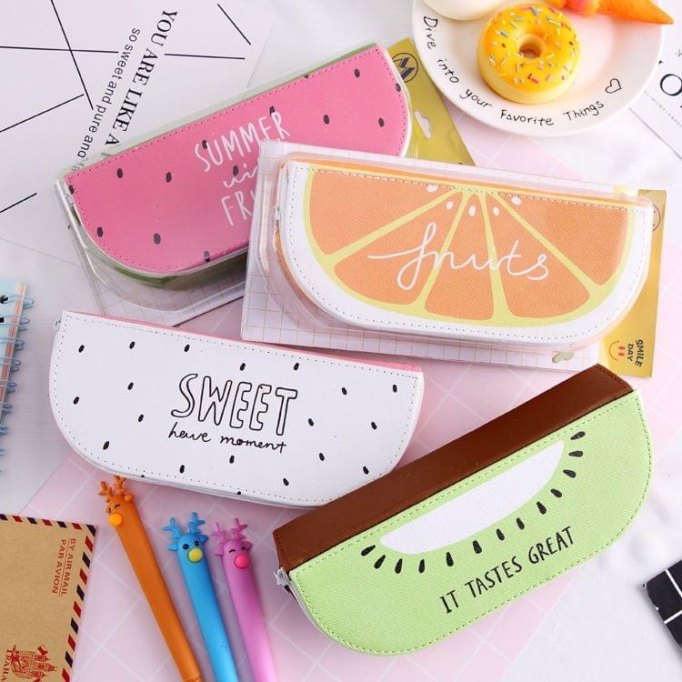 Kawaii Fruit PU leather Gift Estuches School Pencil Box Pencilcase Pencil Bag School Supplies Stationery(Orange S3-3)