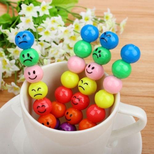 10 PCS Creative Sugar-Coated Haw Cartoon Smiley Graffiti Pen 7 Colors Crayon Pencil