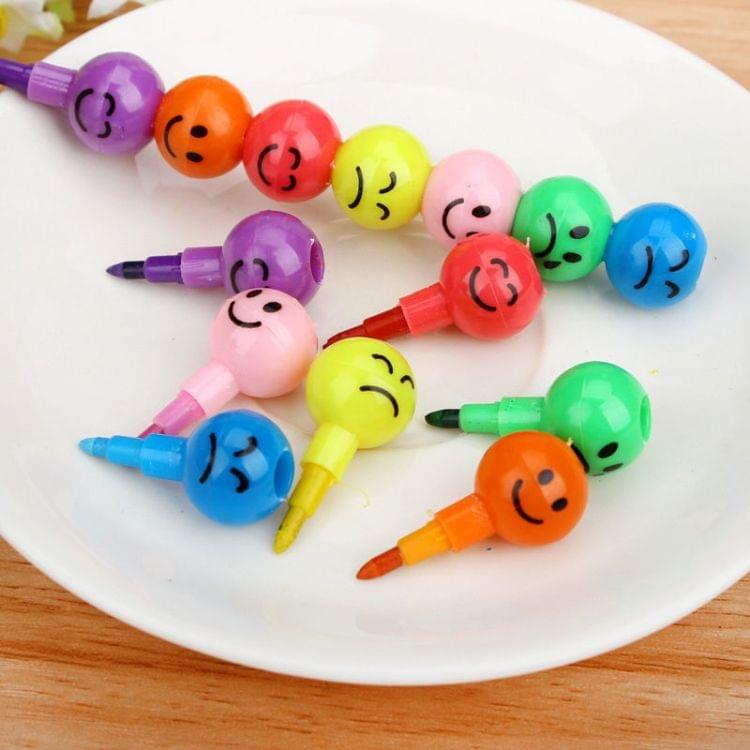 10 PCS Creative Sugar-Coated Haw Cartoon Smiley Graffiti Pen 7 Colors Crayon Pencil