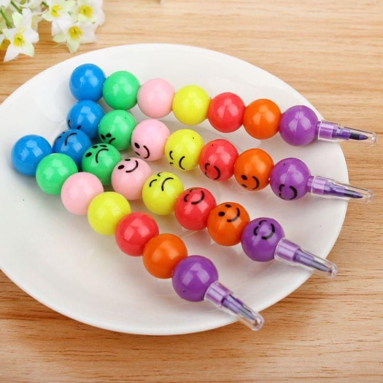 10 PCS Creative Sugar-Coated Haw Cartoon Smiley Graffiti Pen 7 Colors Crayon Pencil