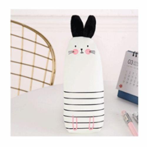 PU Cartoon Lovely Rabbit Shape Pencil Bag(White)