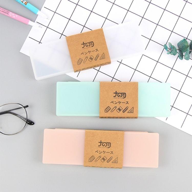 Creative Stationery Solid Color Translucent Scrub Stationery Case Pencil Case for Students School Office Supplies(Green)