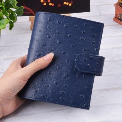 16B-LN107 Genuine Leather Planner A7 Size Loose Leaf Rings Notebook Mini Agenda Organizer Cowhide Diary Journal Sketchbook, Size:A7: 142x115mm(Ostrich Blue)