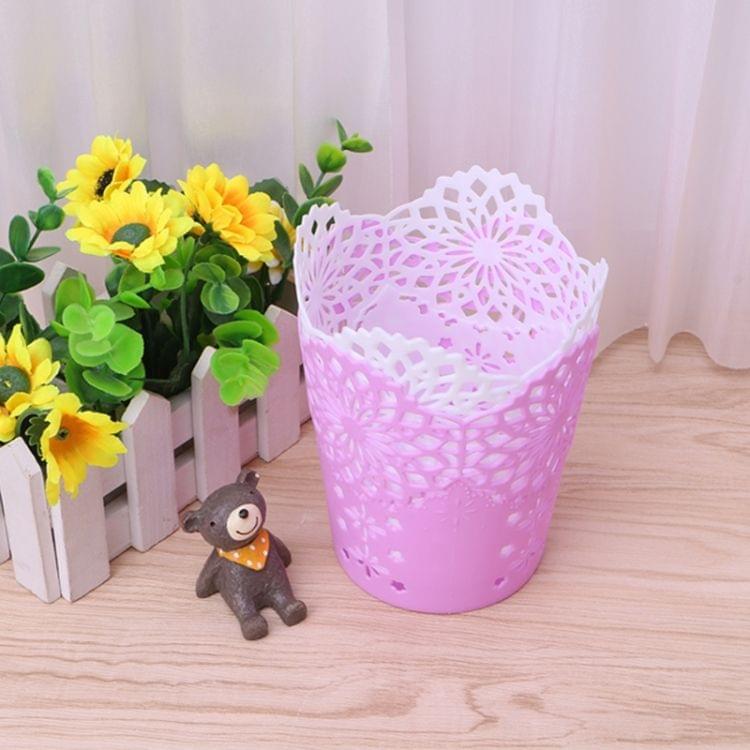 2 PCS Hollow Flower Brush Storage Pen Pot Organizer(Purple)