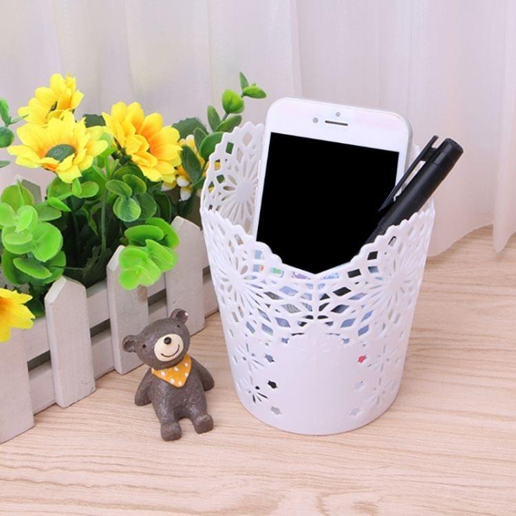 2 PCS Hollow Flower Brush Storage Pen Pot Organizer(Purple)