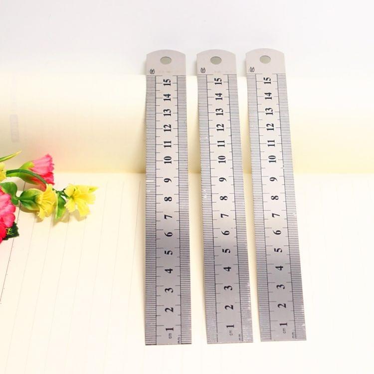 3 PCS Double Sided Stainless Steel Metal Straight Ruler, Length: 15cm