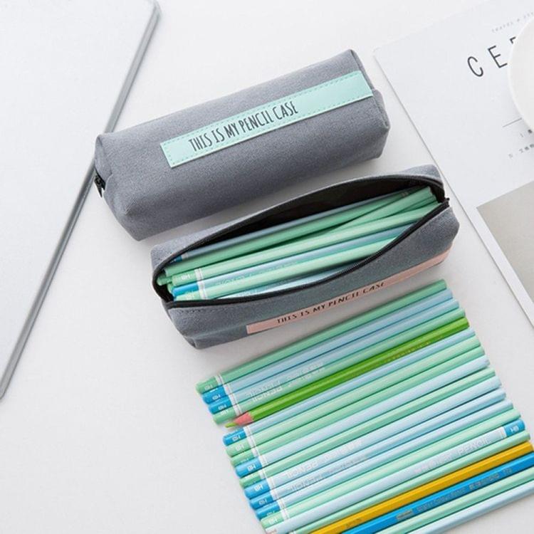 Simple Large Letter School Pencil Case Pen Bag Stationery Office School Supplies Pen Pouch Cosmetic Cases Coin Purse Storage Bags(Gray pink strip)