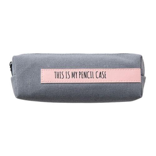 Simple Large Letter School Pencil Case Pen Bag Stationery Office School Supplies Pen Pouch Cosmetic Cases Coin Purse Storage Bags(Gray pink strip)