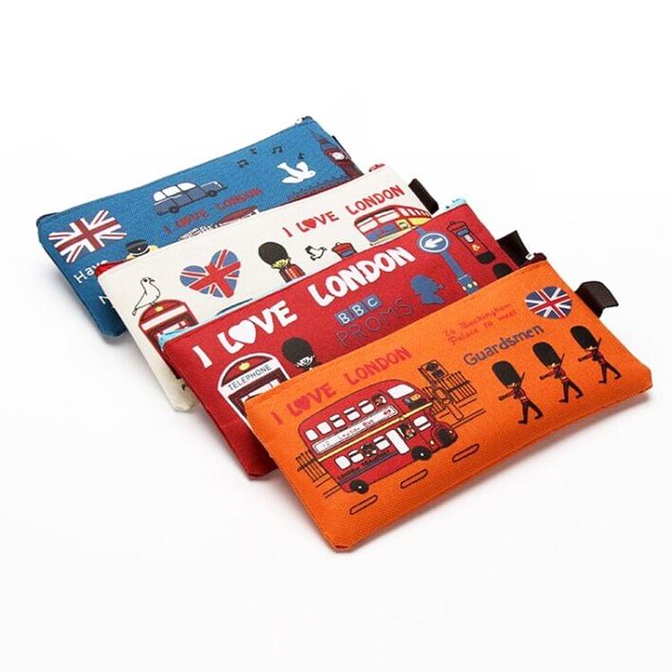 Kawaii I Love London Soldier Pattern Oxford Pencil Case Box File Case Storage Student Stationery School Office Supply Gift(Orange)