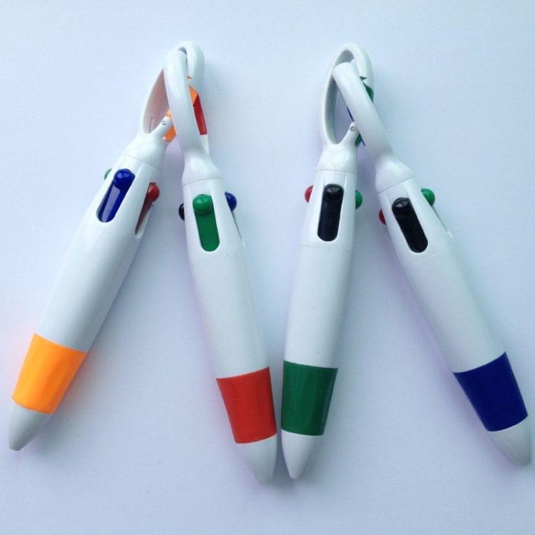 3 PCS Cute Carabiner Ballpoint Pen Multicolor 4 In 1 Colorful Pen School Stationery with Keychain(Blue)