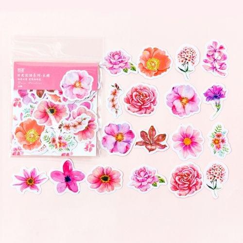 Journal Decoracion Cute Diary Flower Stickers Scrapbooking Flakes (Rose Red)