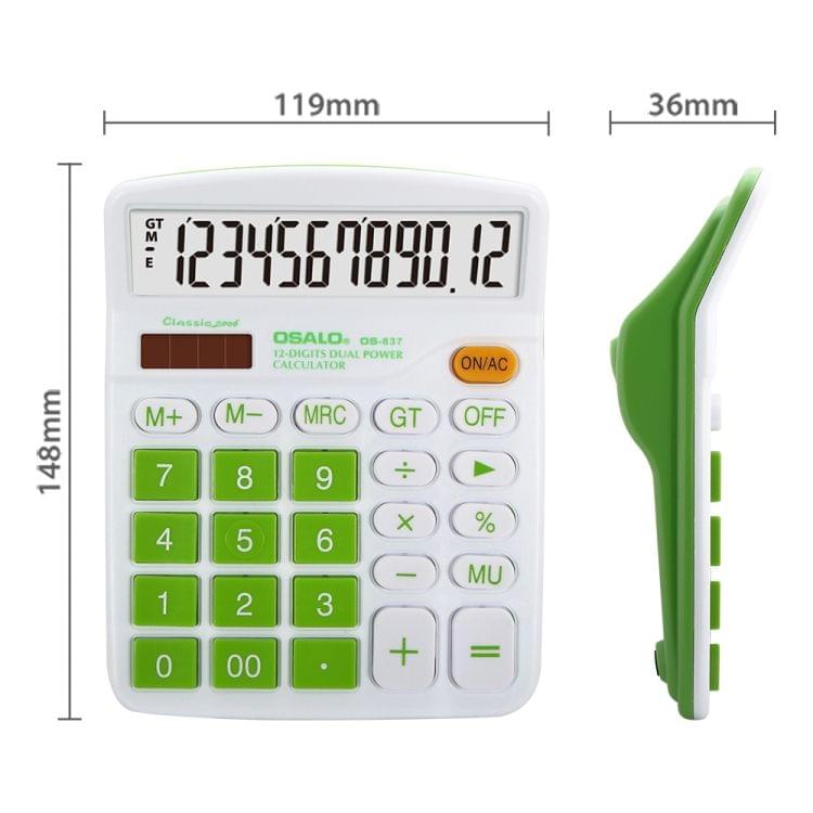 OSALO OS-837VC 12 Digits Colorful Desktop Calculator Solar Energy Dual Power Calculator(Orange)