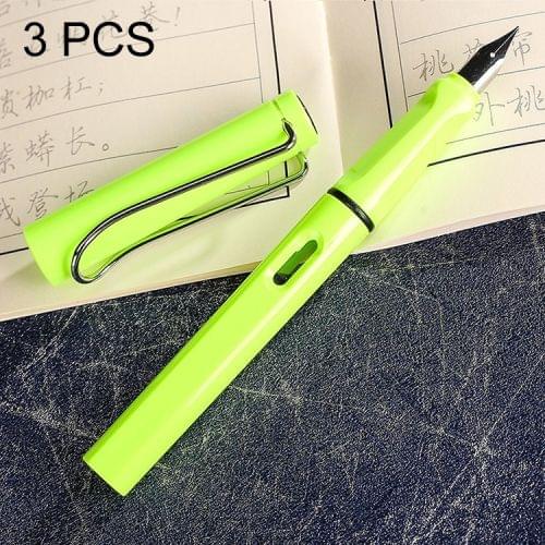 3 PCS School Office Extra Fine Titanium Alloy Nib Transparent Piston Fountain Pen(Green), Random Delivery (0.5mm/0.38mm Nib)