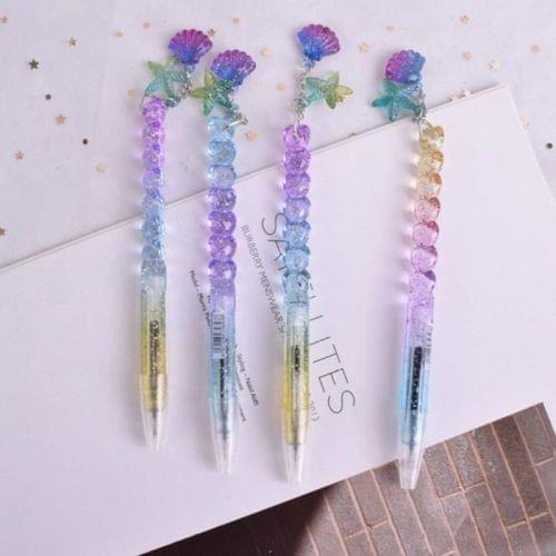 3 PCS 0.5mm Twinkle Starry Star Shell Pendant Gel Pen Signature Pen School Office Supply, Random Color Delivery