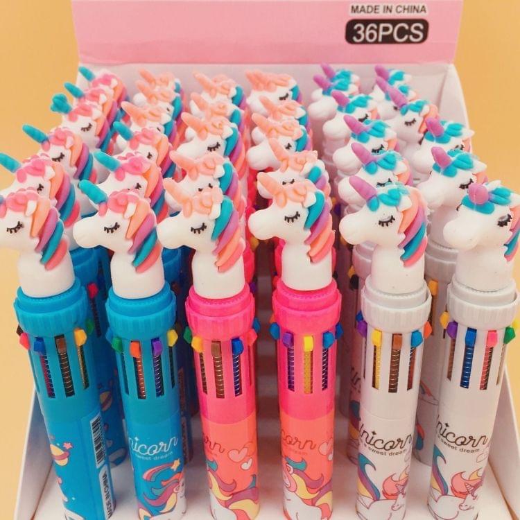 36 PCS Unicorn 10 Colors Chunky Ballpoint Pen School Office Supply  Random Design