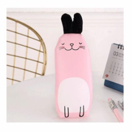 PU Cartoon Lovely Rabbit Shape Pencil Bag(Pink)