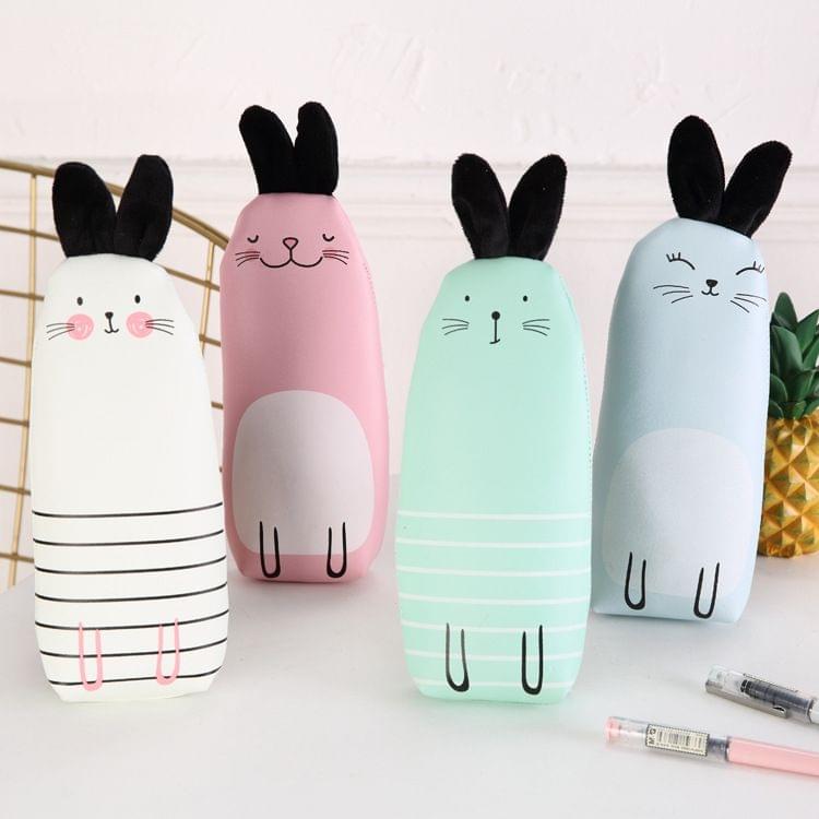 PU Cartoon Lovely Rabbit Shape Pencil Bag(Pink)