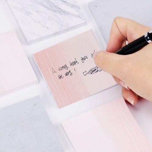 3 PCS Marble Color Notepad Self Adhesive Memo Pad Sticky Notes Bookmark School Office Supply(Striped red big )