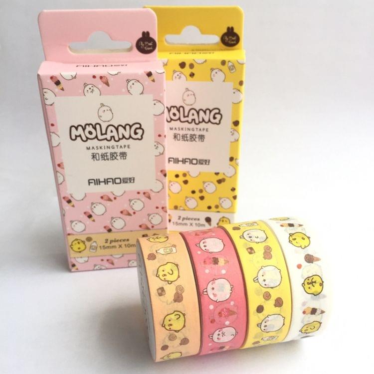 2 PCS Creative Animal Pet Rabbit Tape Adhesive Tape DIY Scrapbooking Sticker Label Craft Masking Tape(Yellow)