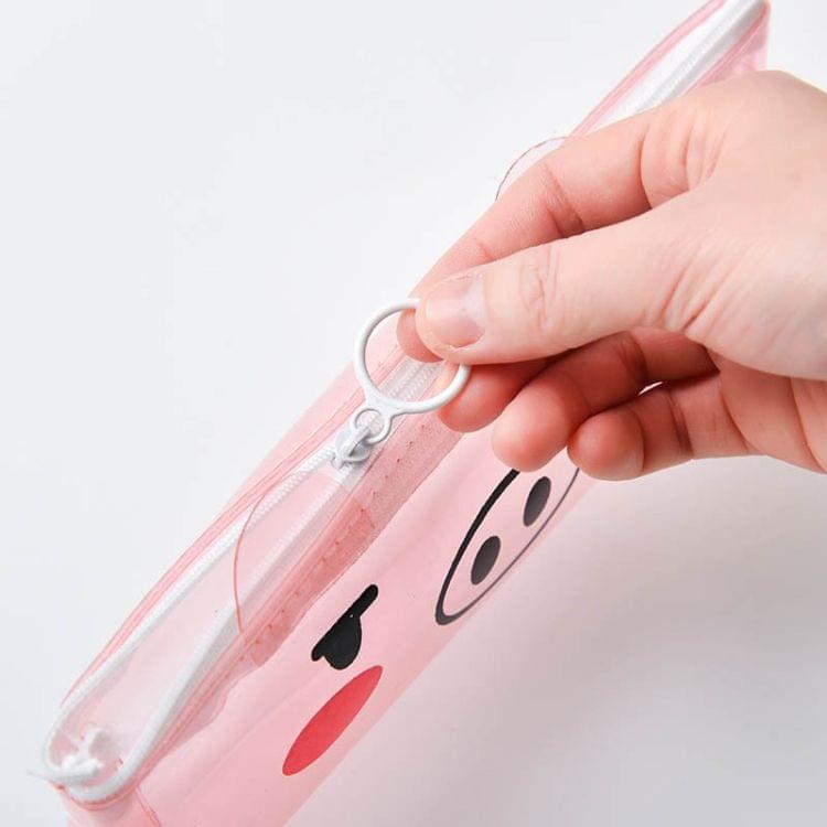 Transparent Pig Pencil Case for Girls Cute PVC Pencil Bag Stationery Pen Pouch School Office Supplies(Happy)