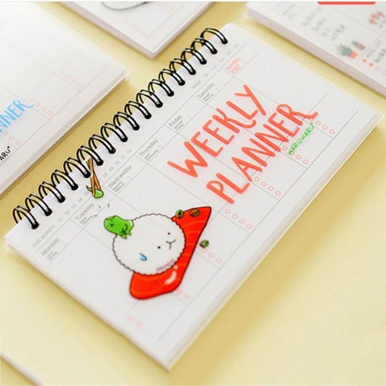 Cute Kawaii Cartoon Weekly Planner Transparent 50 Pages Coil Notebook Agenda Kids Gift Lovely Stationery Diary Sketchbook(Random Color Delivery)