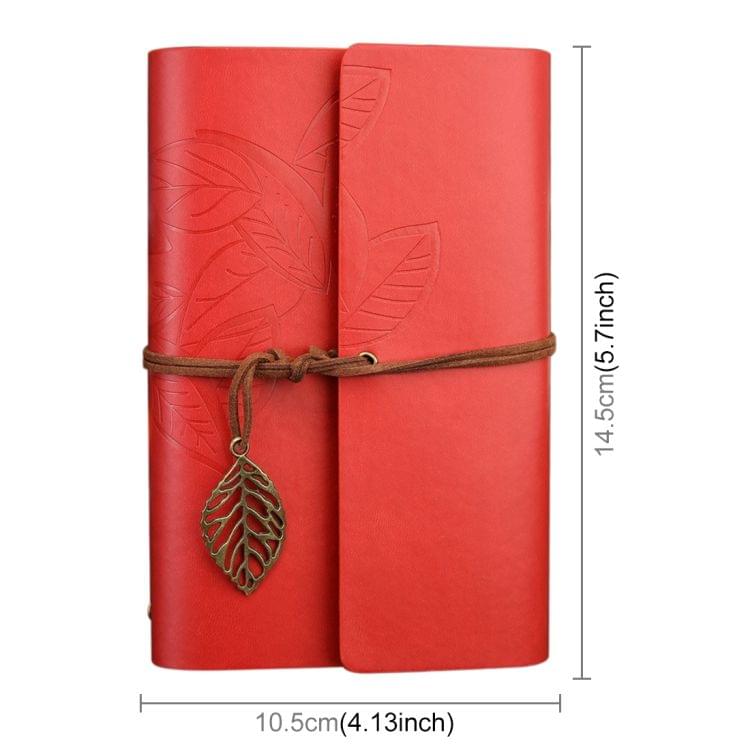 Creative Retro Autumn Leaves Pattern Loose-leaf Travel Diary Notebook, Size: S (Red)