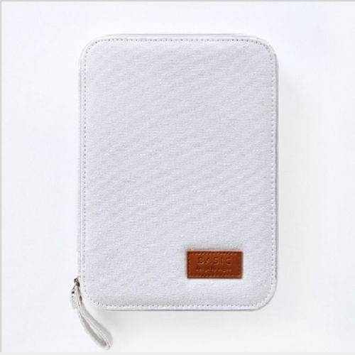 Creative Pencil Case Canvas Zipper Large Capacity Cute Pencil Box Portable Storage Bag School Stationery(Light Gray)