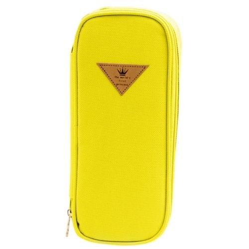 Rectangle Flip Design Pinkycolor Pen Box Pencil Pouch Student Office Stationery Zipper Bag(Yellow)