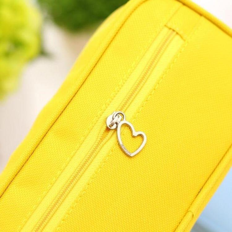 Rectangle Flip Design Pinkycolor Pen Box Pencil Pouch Student Office Stationery Zipper Bag(Yellow)