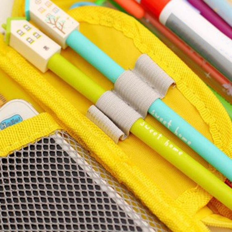 Rectangle Flip Design Pinkycolor Pen Box Pencil Pouch Student Office Stationery Zipper Bag(Yellow)