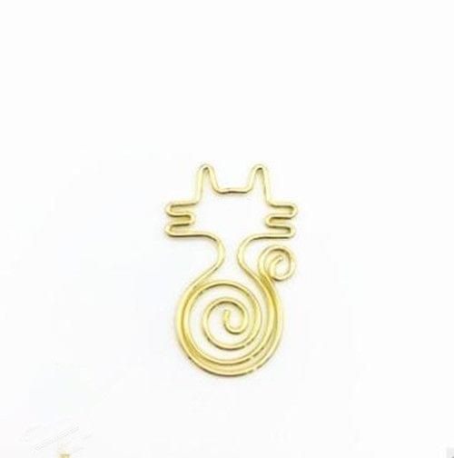 10 PCS Cute Cat Metal Paper Clips Pin Bookmark Memo Clip Office School Stationery(Gold)