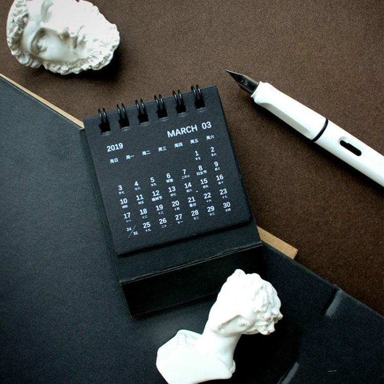 6 PCS Simple Lovely Mini Table Calendars Vintage Paper Desk Calendar(Black)