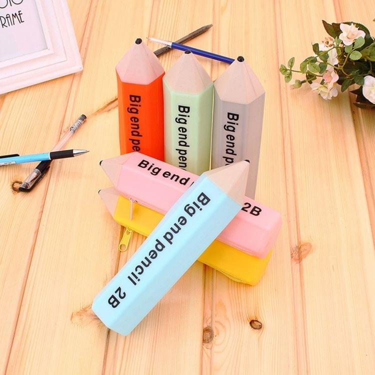 Creative Pencil Shape Stationery Candy Color Pencil Case Multifunctional Silicone Pencil Box, Random Color Delivery