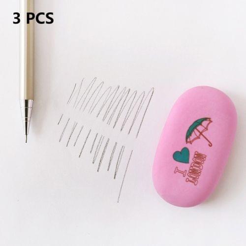 3 PCS School Stationery Office Supplies Fresh style Pebble Eraser,Random Color Delivery