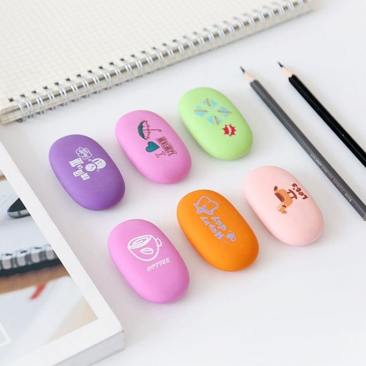 3 PCS School Stationery Office Supplies Fresh style Pebble Eraser,Random Color Delivery