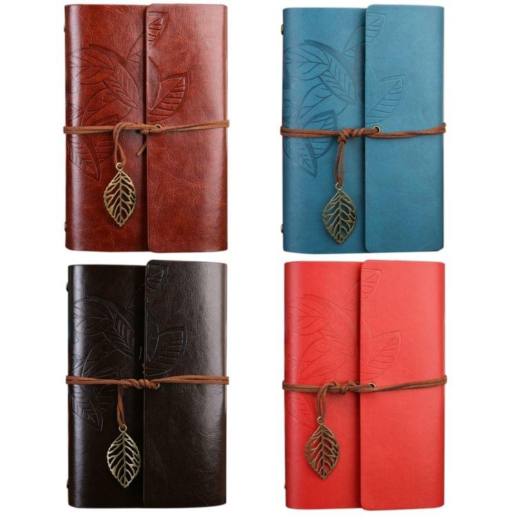 Creative Retro Autumn Leaves Pattern Loose-leaf Travel Diary Notebook, Size: S (Blue)