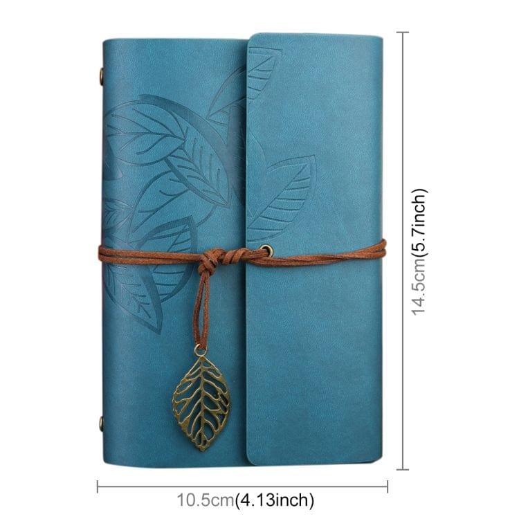 Creative Retro Autumn Leaves Pattern Loose-leaf Travel Diary Notebook, Size: S (Blue)