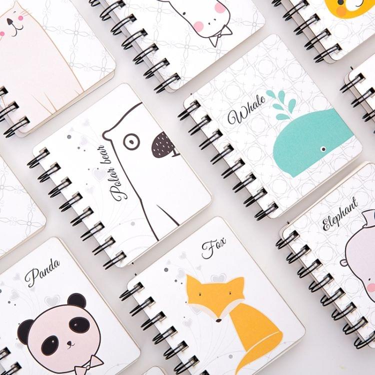 10 PCS Cartoon Print Pocket-size Coil Memo Pad Notes Bookmark School Office Supply, Random Style Delivery