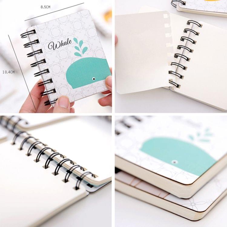 10 PCS Cartoon Print Pocket-size Coil Memo Pad Notes Bookmark School Office Supply, Random Style Delivery