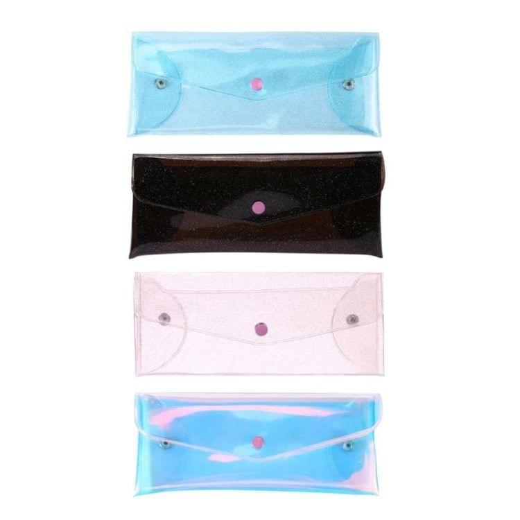 Fashion Women Transparent Makeup Storage Bag Laser Pencil Case Pen Bags(Glitter powder blue)