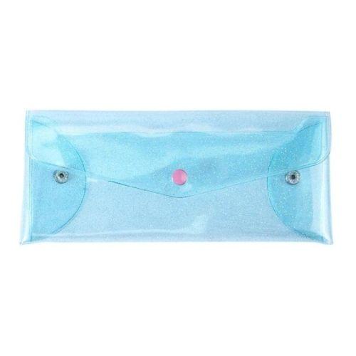 Fashion Women Transparent Makeup Storage Bag Laser Pencil Case Pen Bags(Glitter powder blue)