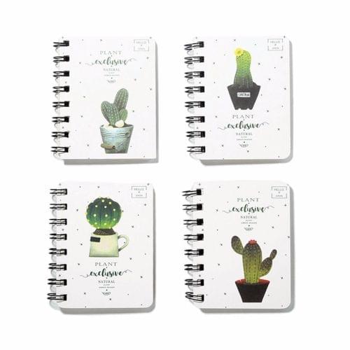 4 PCS C26 Cute Cactus Daily Office Supplies Spiral Notebook Diary Notepad Memo Pad School Stationery, Random Color