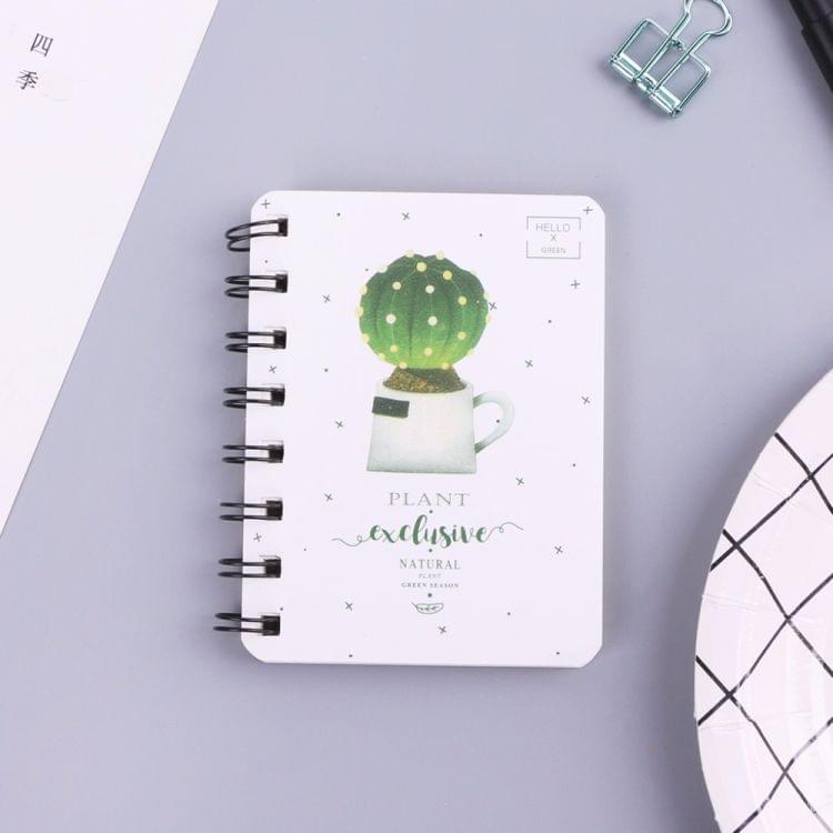 4 PCS C26 Cute Cactus Daily Office Supplies Spiral Notebook Diary Notepad Memo Pad School Stationery, Random Color