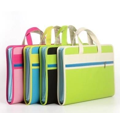 Creative Organ Multi-layer Clip Oxford Cloth A4 Portable Zipper Briefcase(Pink)