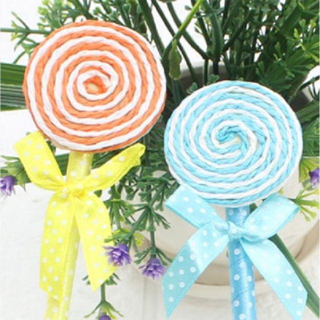 4 PCS Cute Cartoon Pen Bow Circle Lollipop Bow Style Ballpoint Pen(Random Color Delivery)