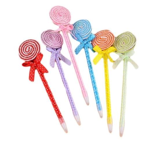 4 PCS Cute Cartoon Pen Bow Circle Lollipop Bow Style Ballpoint Pen(Random Color Delivery)