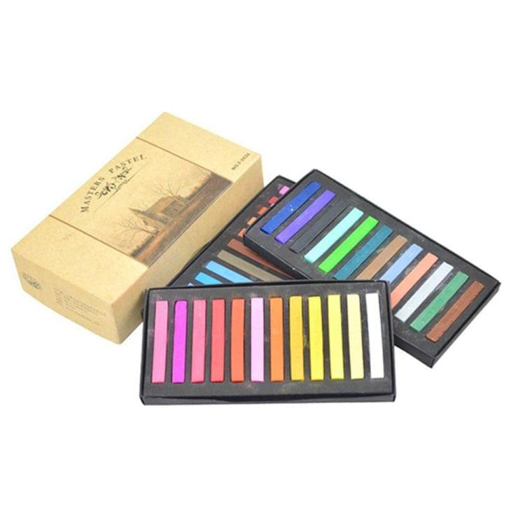 12 / 24 / 36 / 48 Colors Solid Powder Smooth Brush Portable Stick Toner Painting Chalk Set 24 Colors